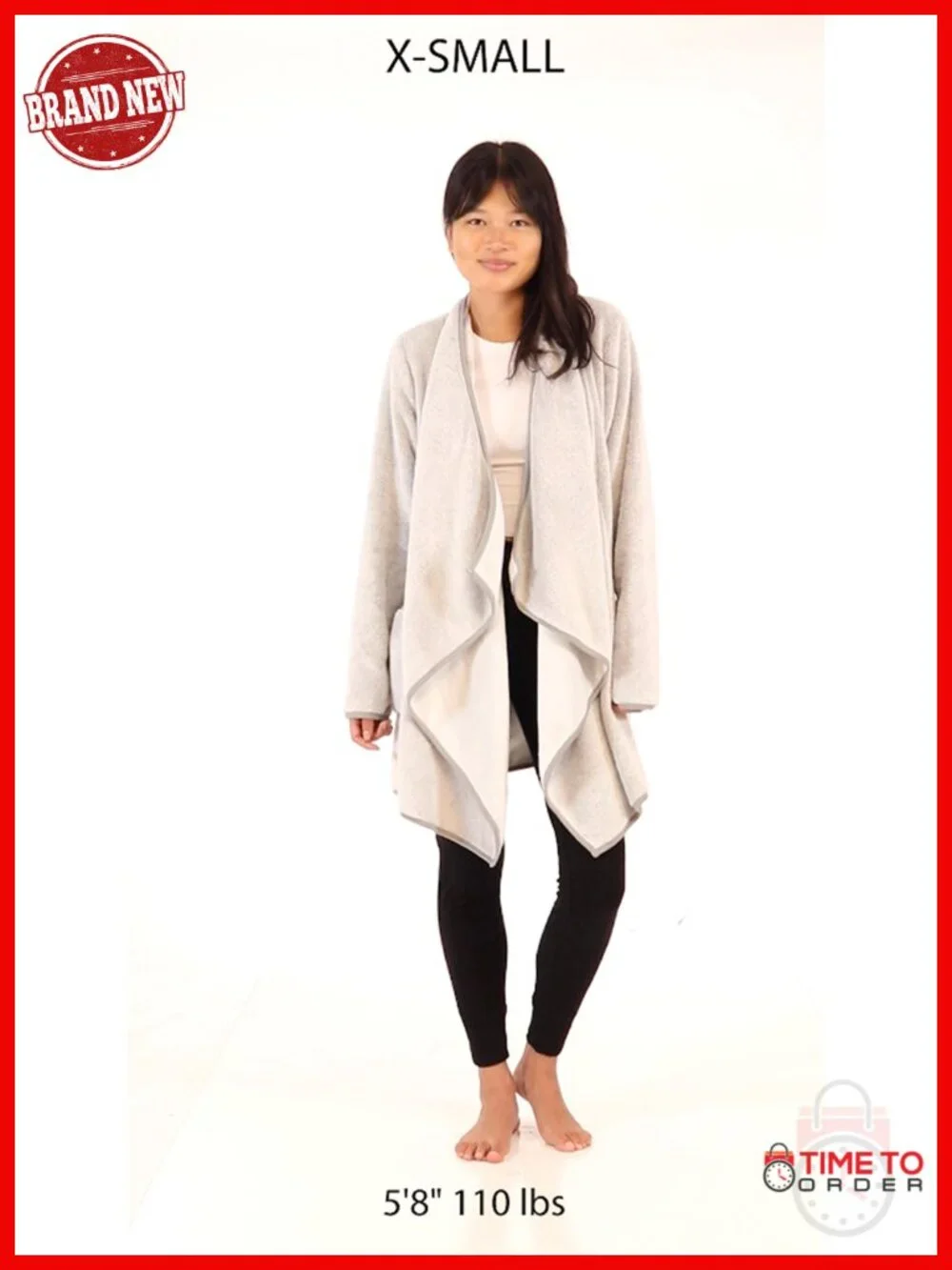 Fleece Long Sleeve Hooded Robe Sherpa-Lined Bathrobe with Pockets